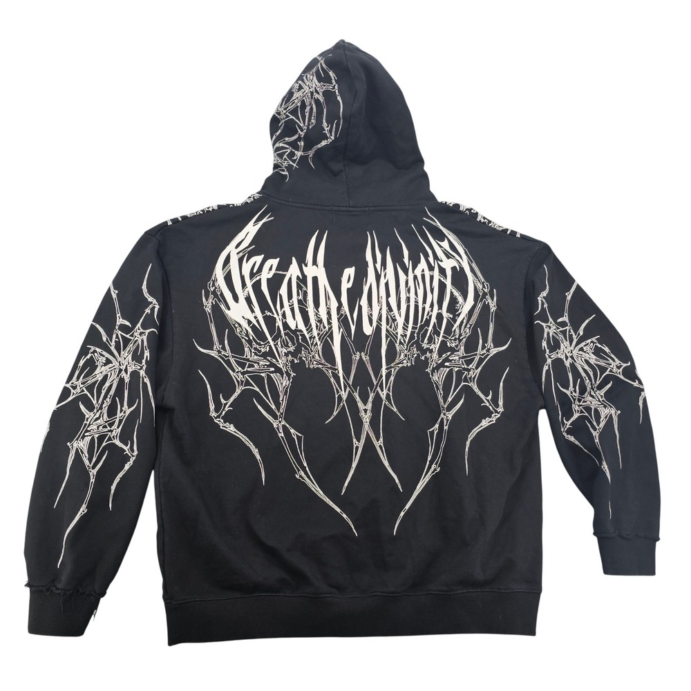 Breathe Divinity Black Cyber Sigilism Graphic Zip Up Hoodie Mens XL Oversized